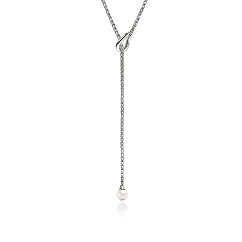 John Hardy Surf Y Necklace, Sterling Silver, Diamonds, Pearl NBP895002DI
