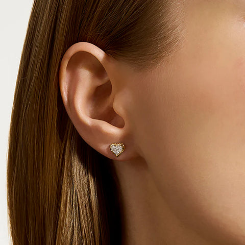 John Hardy Essential Heart Stud Earrings, Sterling Silver, Diamonds EBP989662DI
