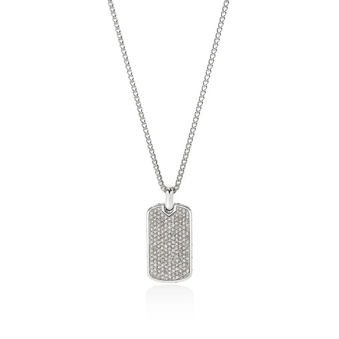 John Hardy Tag Necklace, Sterling Silver, Diamonds, 2MM NMP9011322DI