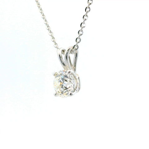 14KT WHITE GOLD 1CT ROUND DIAMOND SOLITAIRE NECKLACE PD00067-R-1.00CT-VJ