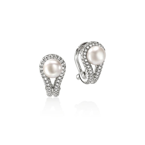 John Hardy Surf Earrings, Sterling Silver, Diamonds, Pearl EBP895042DI