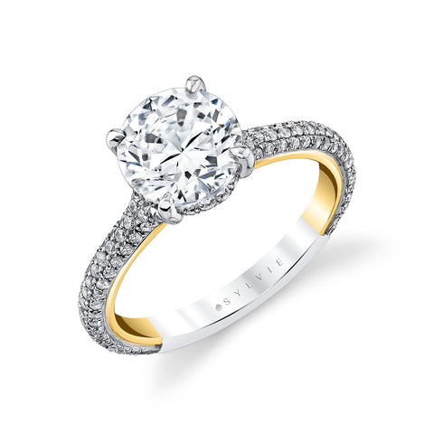 Sylvie Iconelle Micropavé Hidden Halo Two Tone Engagement Ring - Xandra S5020