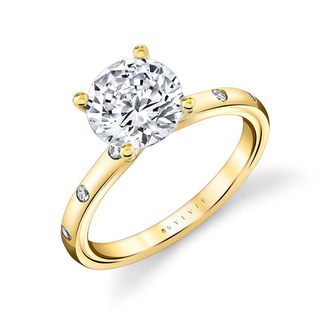 Sylvie Iconelle Flush Set Round Engagement Ring - Sedona S5030