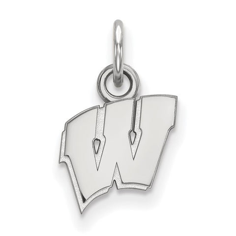 Sterling Silver Rhodium-plated University of Wisconsin Letter W Extra Small Pendant