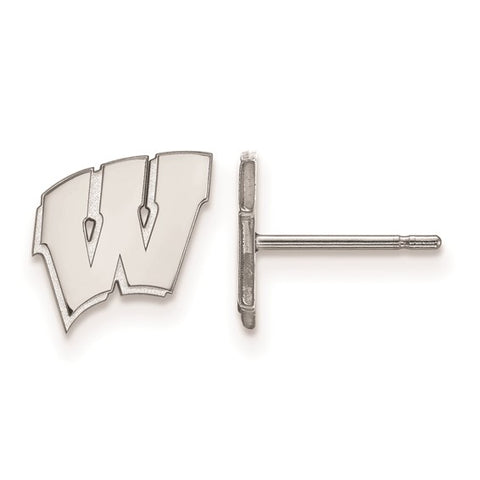 Sterling Silver University of Wisconsin Letter W Extra Small Post Earrings