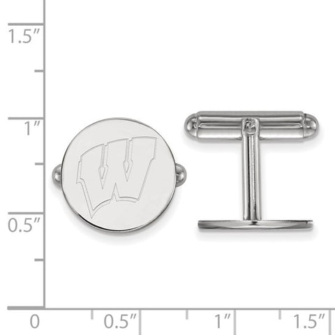 Sterling Silver University of Wisconsin Letter W Cuff Links