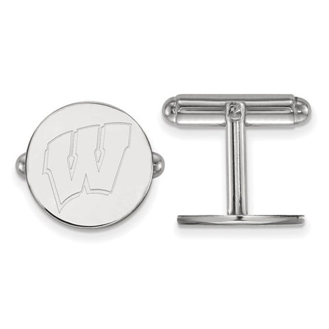 Sterling Silver University of Wisconsin Letter W Cuff Links
