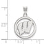Sterling Silver Rhodium-plated University of Wisconsin Motion W Medium Circle Pendant