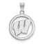 Sterling Silver Rhodium-plated University of Wisconsin Motion W Medium Circle Pendant