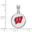 Sterling Silver Rhodium-plated University of Wisconsin Letter W Medium Enameled Pendant
