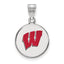 Sterling Silver Rhodium-plated University of Wisconsin Letter W Medium Enameled Pendant