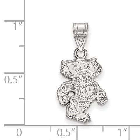 Sterling Silver University of Wisconsin Badger Medium Pendant