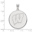 Sterling Silver University of Wisconsin Letter W Extra Large Disc Pendant
