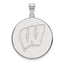Sterling Silver University of Wisconsin Letter W Extra Large Disc Pendant
