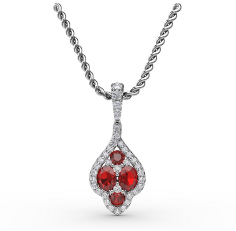 Fana Halo Ruby and Diamond Cluster Pendant P1740R