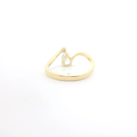 YELLOW GOLD AQUAMARINE AND DIAMOND BYPSS RING 200-04186