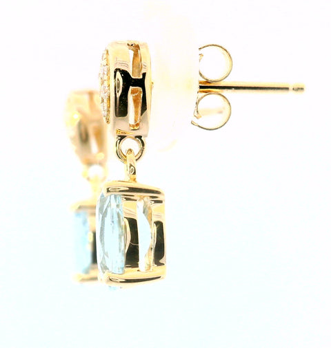 14KT YELLOW GOLD AQUAMARINE EARRINGS 210-03272