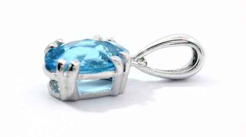 14KT WHITE GOLD BLUE TOPAZ PENDANT 230-02442