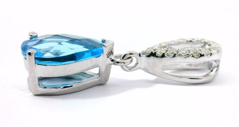 14KT WHITE GOLD BLUE TOPAZ PENDANT 230-02445
