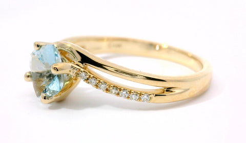 14KT YELLOW GOLD AQUAMARINE RING 200-04244