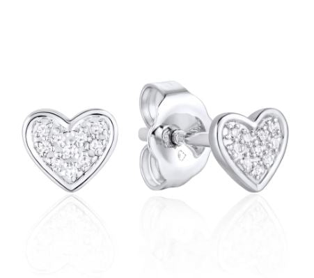 Luvente 14kt White Gold Diamond Pave Heart Earrings E03839-RD.W