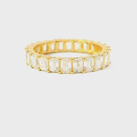 14KT YELLOW GOLD 3.12CTW EMERALD CUT ETERNITY BAND KR30842-EM-3.12-VJ
