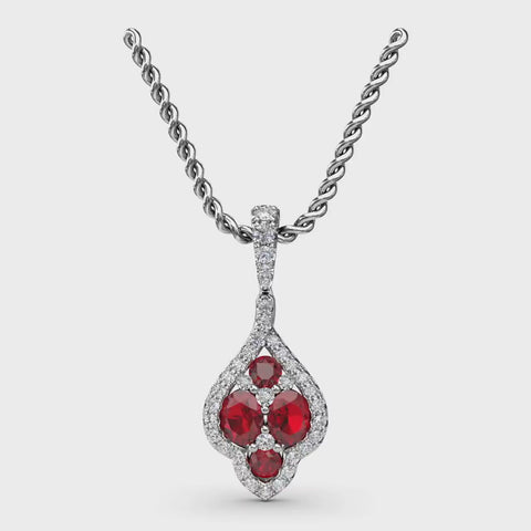 Fana Halo Ruby and Diamond Cluster Pendant P1740R