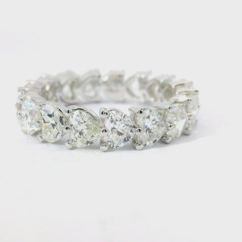 14KT WHITE GOLD 5.17CTW HEART DIAMOND ETERNITY BAND JOR8196-H-5.00CT-VJ