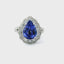 CUSTOM 14KT WHITE GOLD DOUBLE HALO SPLIT SHANK TANZANITE RING 200-04234