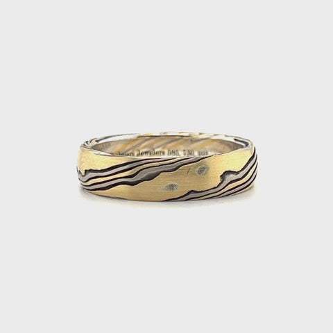 Custom Mokume Gane Gold & Silver Band