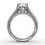 Fana Classic Round Diamond Solitaire Engagement Ring With Triple-Row Diamond Shank S4048