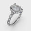 Fana Three-Stone Diamond Halo Engagement Ring with Baguette Side Stones 3285