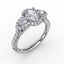 Fana Three-Stone Round Diamond Halo Engagement Ring S3218