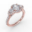 Fana Three-Stone Round Diamond Halo Engagement Ring S3218