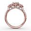Fana Three-Stone Round Diamond Halo Engagement Ring S3218