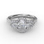 Fana Three-Stone Round Diamond Halo Engagement Ring S3218