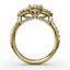 Fana Three-Stone Round Diamond Halo Engagement Ring S3218