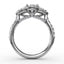 Fana Three-Stone Round Diamond Halo Engagement Ring S3218