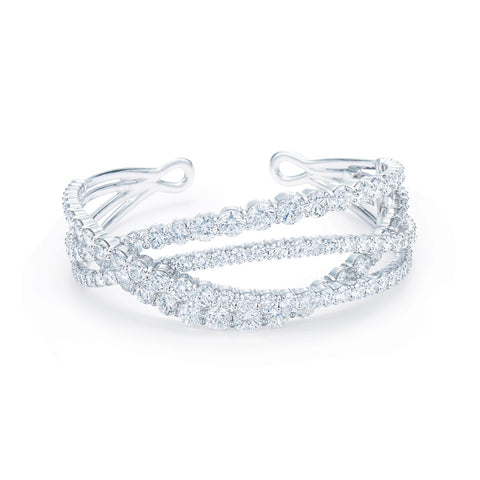 KWIAT Entwine 4-Row Cuff Bangle with Diamonds B-15615-0-DIA-18KW