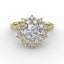 Fana Contemporary Floral Halo Engagement Ring With Double-Row Pavé Band 3234