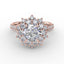 Fana Contemporary Floral Halo Engagement Ring With Double-Row Pavé Band 3234