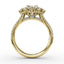 Fana Contemporary Floral Halo Engagement Ring With Double-Row Pavé Band 3234