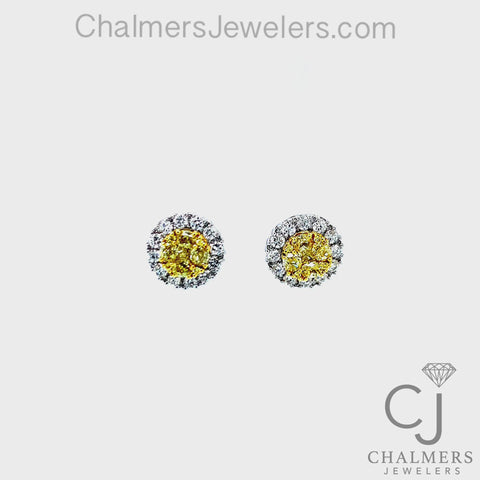 2.14ctw Gregg Ruth Fancy Yellow Diamond Fashion Earrings