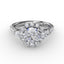 Fana Three-Stone Diamond Halo Engagement Ring With Pear-Shape Side Stones S3231