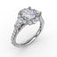 Fana Three-Stone Diamond Halo Engagement Ring With Pear-Shape Side Stones S3231