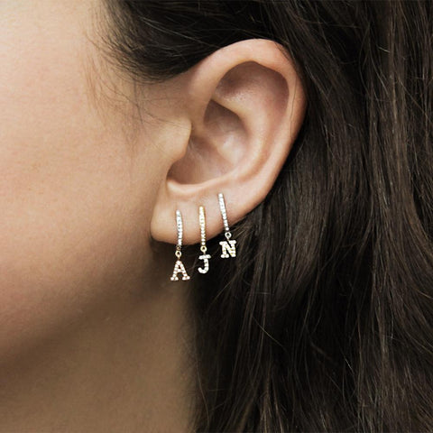 Initial Hoop Earring