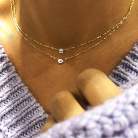 Solitaire Drilled Diamond Necklace