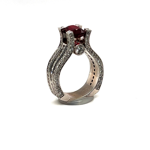 Custom 18k 2.69ct Ruby and Diamond Ring