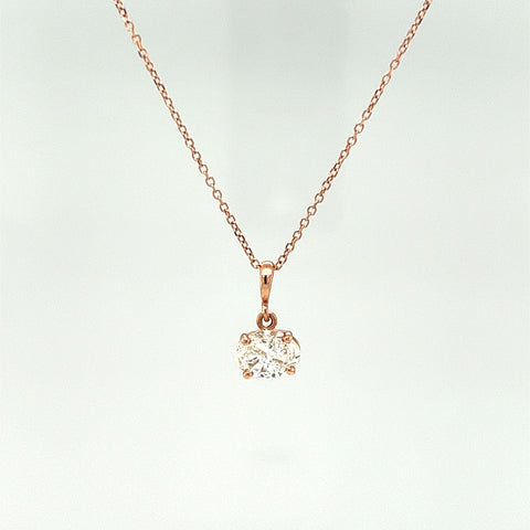 14k Rose Gold .90CTW Modern Diamond Solitaire Pendant