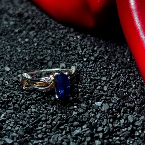 2.19ctw Platinum Mokume Sapphire Custom Ring